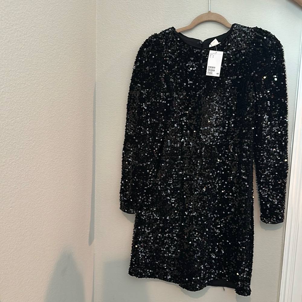 H&M mini sequined black dress